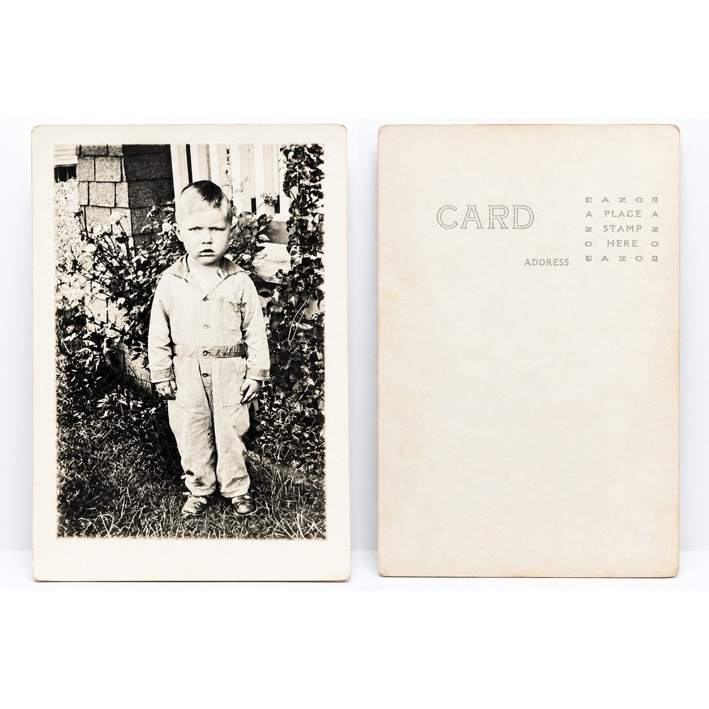 Vintage RPPC Young Boy Outdoor Portrait AZO Real Photo Postcard 1925-1940